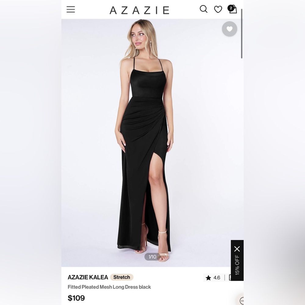 AZAZIE KALEA DRESS (Size 8) Fitted Pleated Mesh Long Dress black - Picture 3 of 3